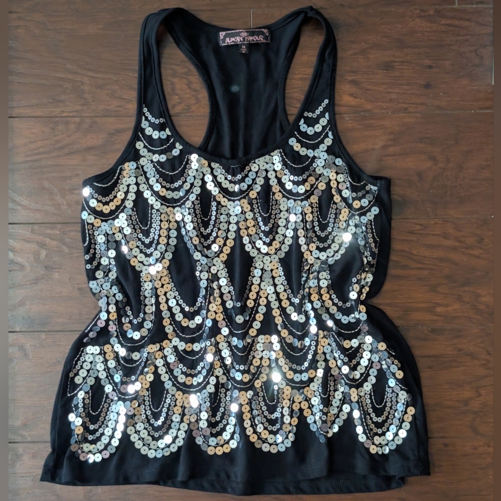 Almost Famous Sequin Racerback Tank Top